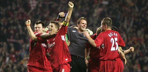 Steven Gerrard celebrates Liverpool's win over Chelsea