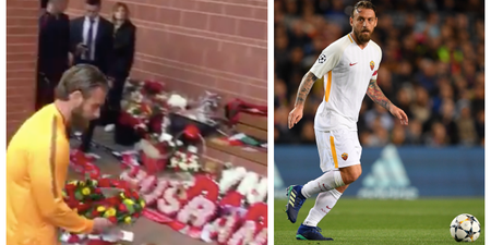 Daniele De Rossi lays wreath at Hillsborough memorial on behalf of Roma squad before Liverpool tie