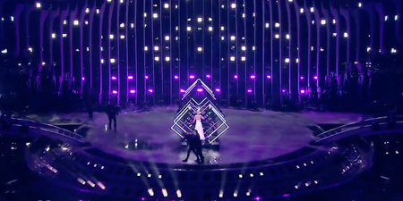 Protestor runs onstage and steals microphone during UK’s Eurovision performance