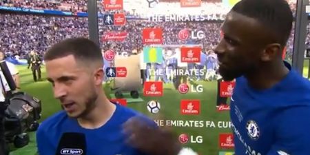 Antonio Rudiger used his post-match interview to beg Eden Hazard to stay at Chelsea