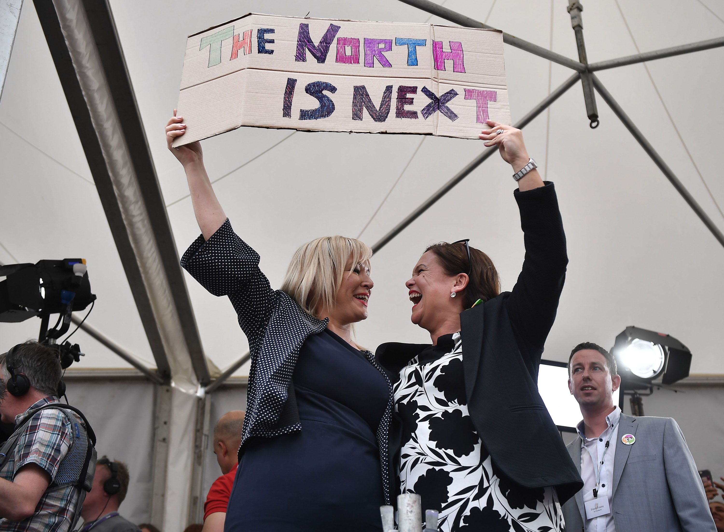 A sign reading: 'The North is next' at Dublin Castle