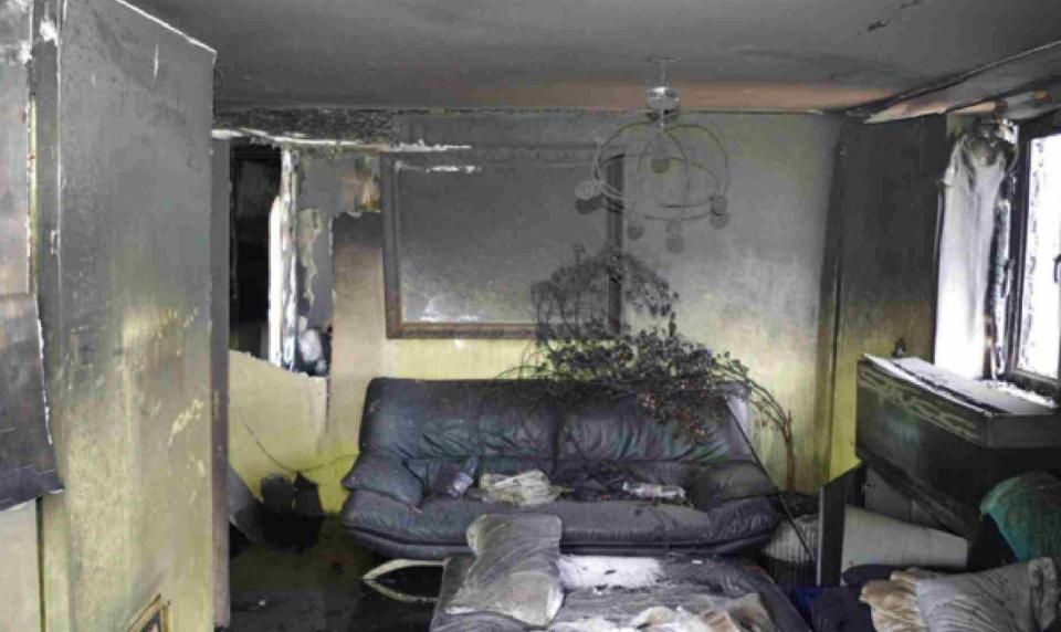 The inside of flat 16 Grenfell Tower, where the fire started
