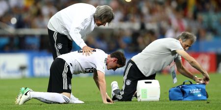 Germany’s Sebastian Rudy takes horrific boot to face during Sweden match