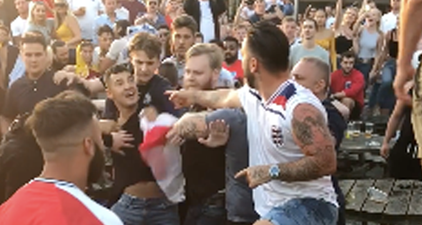 England fans brawl in 20-person pub garden fist fight