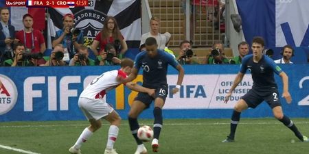 Ivan Strinic’s handsy attempt to stop Kylian Mbappe did not go unnoticed