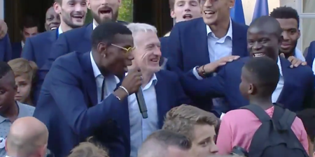 WATCH: Paul Pogba leads French celebrations with a song for N’Golo Kante