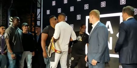 Anthony Joshua involved in heated confrontation with Jarrell Miller
