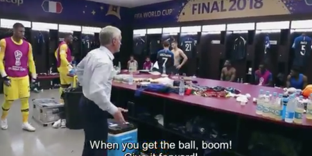Footage of Didier Deschamps’ inspirational half-time team talk has been released