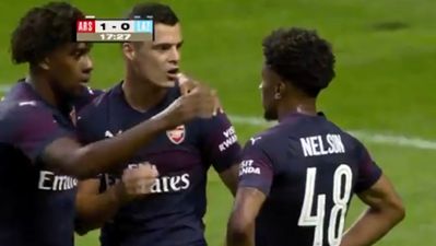 Exchange between Granit Xhaka and Reiss Nelson went down a storm