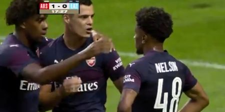 Exchange between Granit Xhaka and Reiss Nelson went down a storm