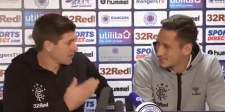 Scottish accent proves too much for Rangers defender so Steven Gerrard helps out