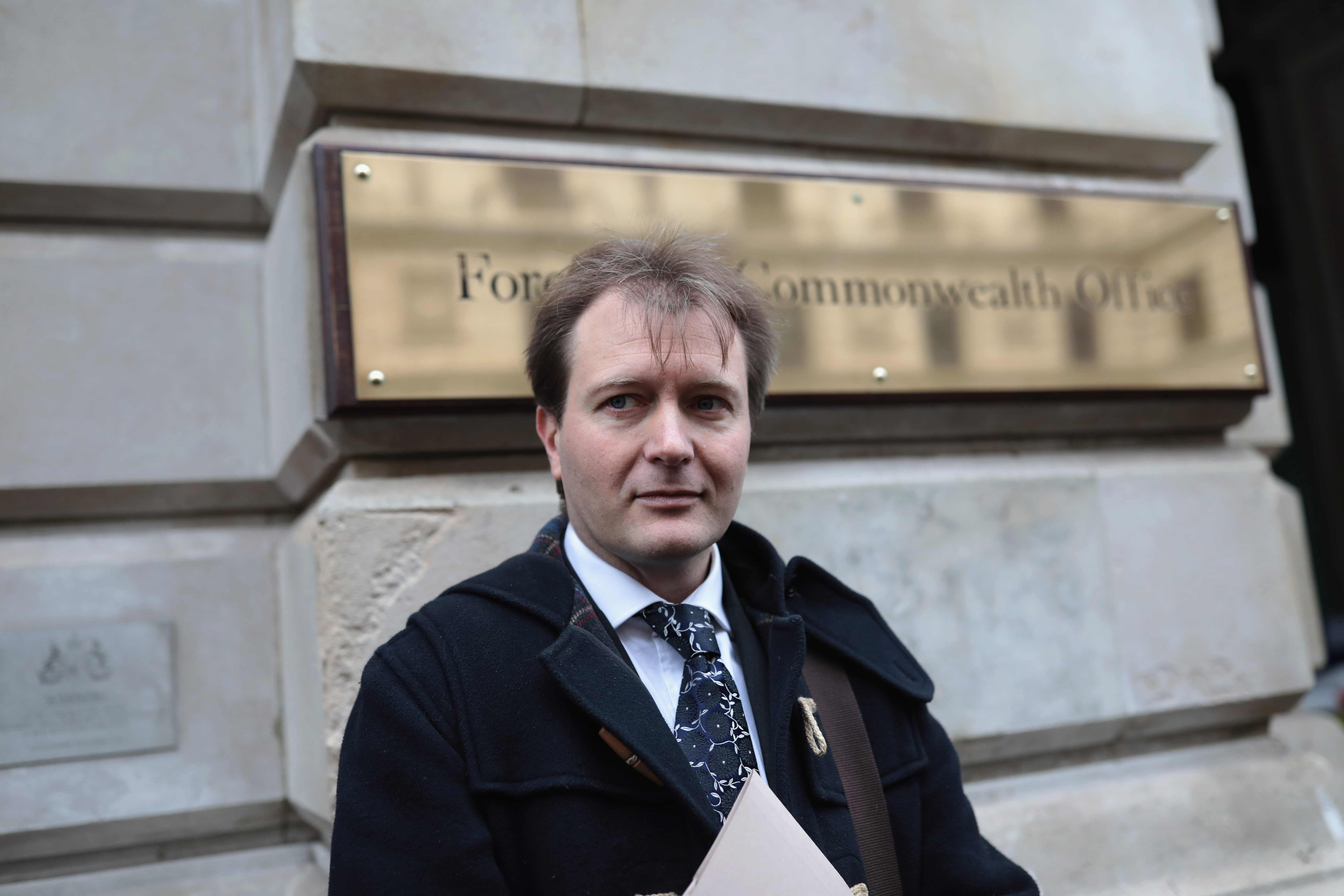 LONDON, ENGLAND - NOVEMBER 15: Richard Ratcliffe, the husband of the detained British-Iranian woman Nazanin Zaghari-Ratcliffe arrives at the Foreign and Commonwealth Office to meet with Foreign Secretary Boris Johnson on November 15, 2017 in London, England. Nazanin has been held in Tehran since April 2016 after a family holiday with her daughter to Iran, but has been accused of trying to overthrow the Government which she denies. (Photo by Jack Taylor/Getty Images)