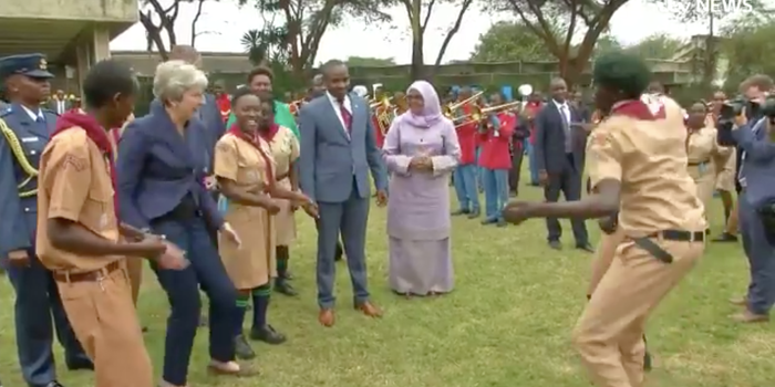 Theresa May dancing in Kenya