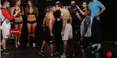 English fighter kisses UFC legend Diego Sanchez in heated face-off