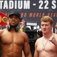 Anthony Joshua weighs in almost two stone heavier than Alexander Povetkin