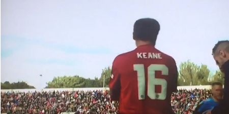Roy Keane received a hero’s reception at the Liam Miller Tribute Match