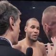Chris Eubank Jr. threatened by opponent in the ring moments after victory