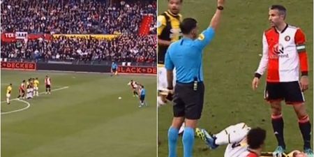 Robin van Persie receives straight red card moments after perfect free kick