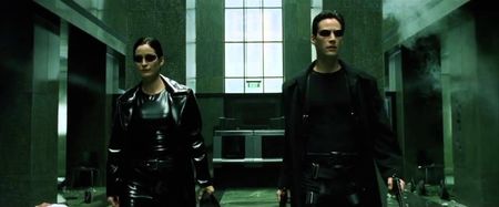 The Matrix lobby shoot-out with only sound effects and the music removed is pretty incredible