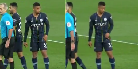 Gabriel Jesus was not impressed at Riyad Mahrez’ being given penalty duties at Anfield