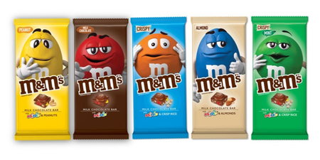 M&Ms are releasing a new range of chocolate bars in five flavours