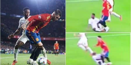 Raheem Sterling left writhing in pain after apparent stamp from Sergio Ramos