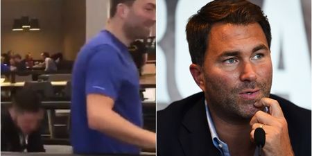Eddie Hearn’s shorts pulled down by his own fighter in Boston
