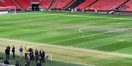 Mauricio Pochettino inspects depleted Wembley pitch ahead of Man City clash