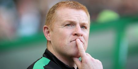 WATCH: Neil Lennon hit by object thrown from the crowd as he taunts Hearts fans