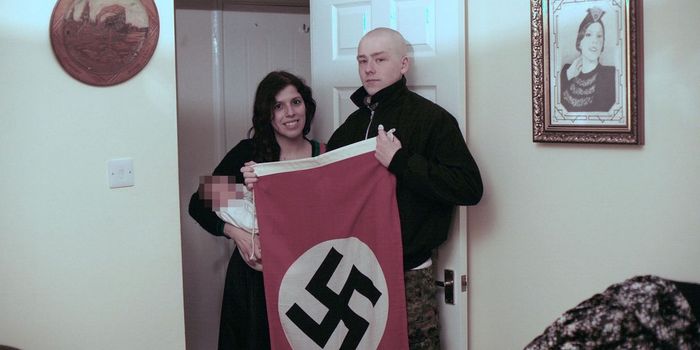 Adolf Hitler baby and swastika flag