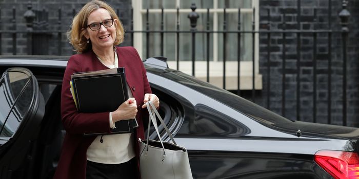 LONDON, ENGLAND - APRIL 24: Britain's Home Secretary Amber Rudd arrives in Downing Street for the weekly cabinet meeting on April 24, 2018 in London, England. (Photo by Dan Kitwood/Getty Images)