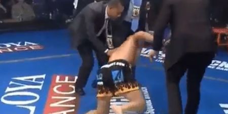 Officials attempt to stop Tito Ortiz’s iconic celebration after knocking out Chuck Liddell