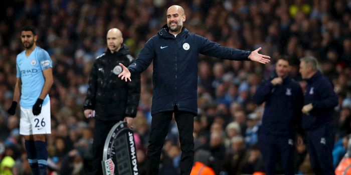 MANCHESTER, ENGLAND - DECEMBER 22: Josep Guardiola, Manager of Manchester City reacts during the Premier League match between Manchester City and Crystal Palace at Etihad Stadium on December 22, 2018 in Manchester, United Kingdom. (Photo by Clive Brunskill/Getty Images)