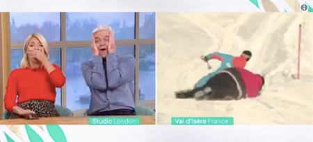Divided nation comes together to laugh at This Morning presenter Alison Hammond slipping down ski slope