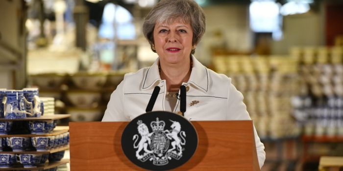 STOKE ON TRENT, ENGLAND - JANUARY 14: British Prime Minister Theresa May gives a speech after touring the Portmeirion factory on January 14, 2019 in Stoke on Trent, England. On the eve of the critical Commons vote on her plan to leave the EU, Ms May is urging MPs to consider the "consequences" of their actions in effecting the people's faith in Britain's democracy. (Photo by Ben Birchall - WPA Pool/Getty Images)