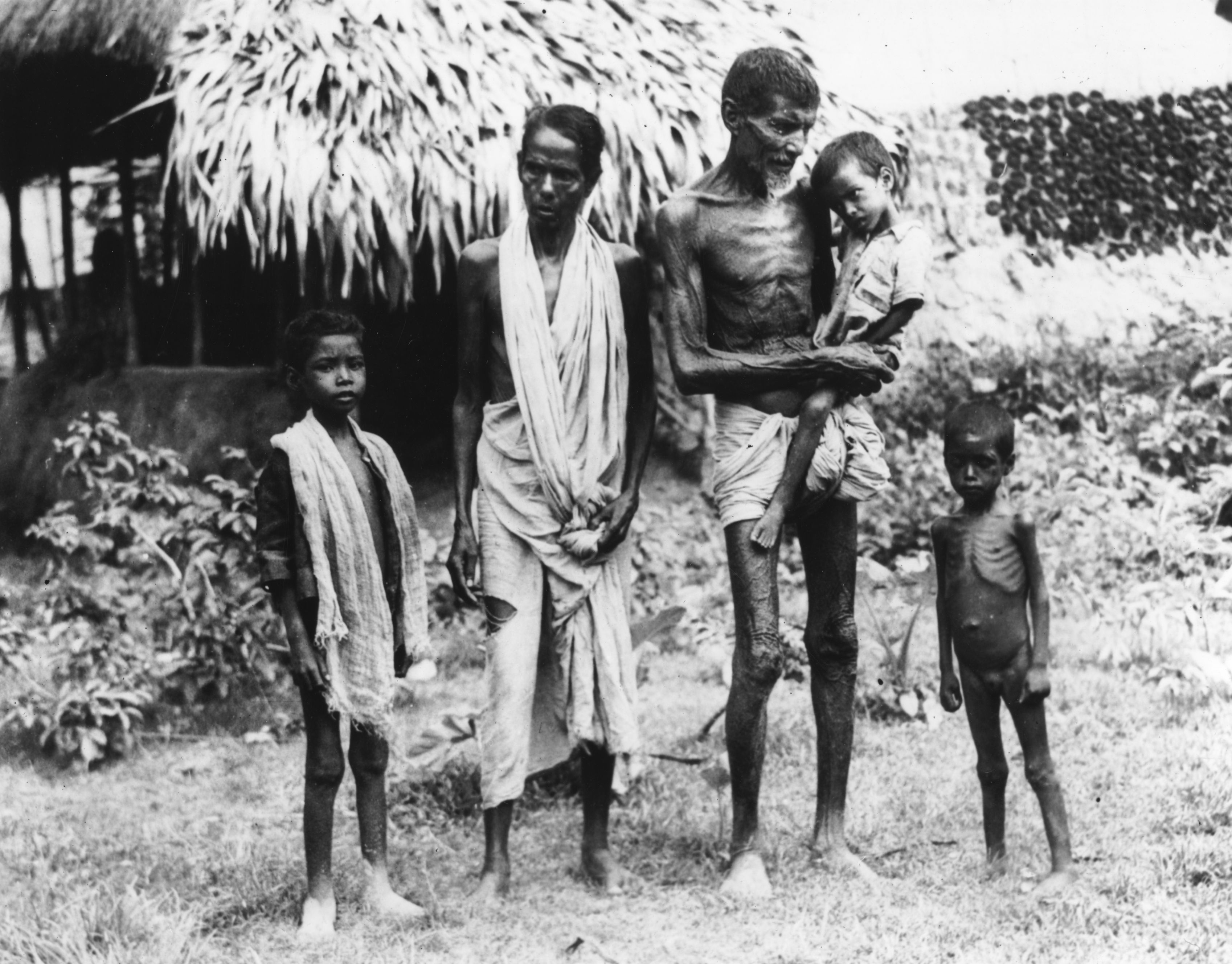 A family of semi-starved Indians who have arrived in Calcutta in search of food. (Photo by Keystone/Getty Images)
