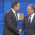 Irish prime minister’s microphone catches him giving Donald Tusk a warning about the British press over Brexit
