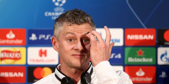 MANCHESTER, ENGLAND - FEBRUARY 11: Ole Gunnar Solskjaer, Interim Manager of Manchester United reacts during a press conference ahead of their UEFA Champions League Round of 16 match against Paris Saint-Germain F.C. at Aon Training Complex on February 11, 2019 in Manchester, England. (Photo by Jan Kruger/Getty Images)