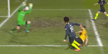 WATCH: Leroy Sane busts Newport goalkeeper’s nose with Man City opener