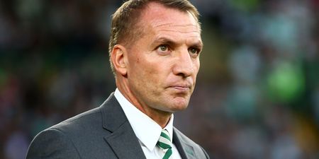 Celtic fans send message to ‘fraud’ Brendan Rodgers with banner at Tynecastle Park