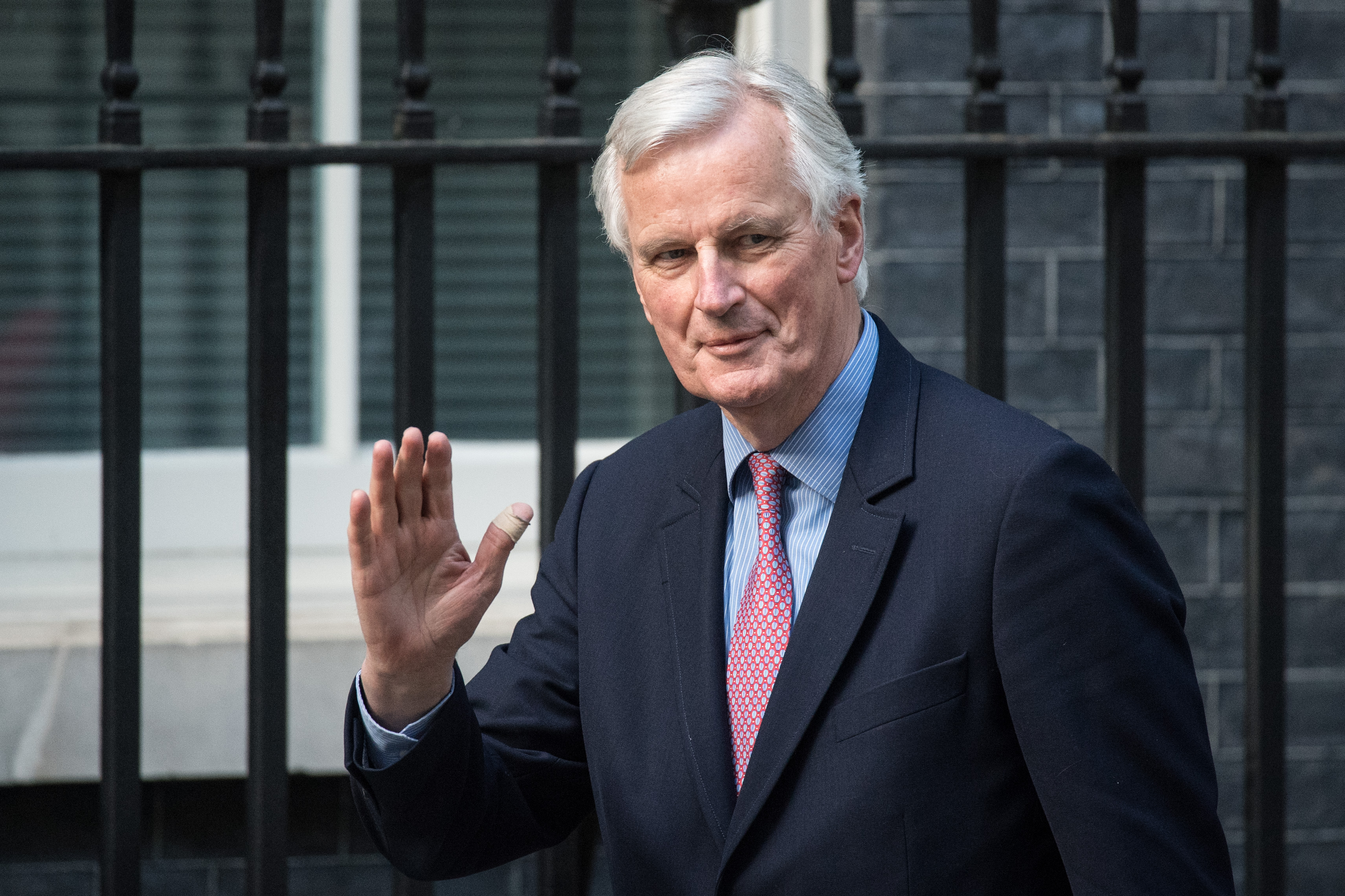 LONDON, ENGLAND - APRIL 26: European Union's chief Brexit negotiator, Michel Barnier, arrives with European Commission president, Jean-Claude Juncker, to meet Britain's Prime Minister, Theresa May on April 26, 2017 in Downing Street, London, England. Prime Minister May is to hold her first major talks with E.U leaders since calling a general election in a bid to strengthen her position in forthcoming Brexit negotiations. (Photo by Carl Court/Getty Images)