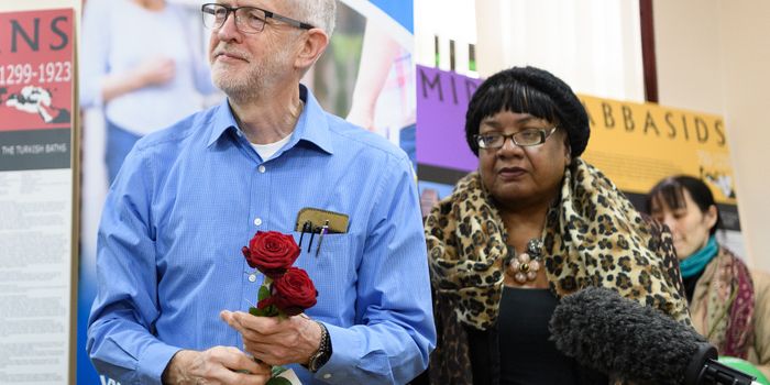 LONDON, ENGLAND - MARCH 03: Labour Party leader Jeremy Corbyn and Shadow Home Secretary Diane Abbott visit Finsbury Park mosque on "Visit Your Mosque Day", on March 03, 2019 in London, England. A man was killed near the mosque during an attack by far right extremist Darren Osborne in June 2017. (Photo by Leon Neal/Getty Images)