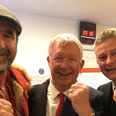 Alex Ferguson, Eric Cantona and Solskjær pose for selfie after Manchester United win over PSG