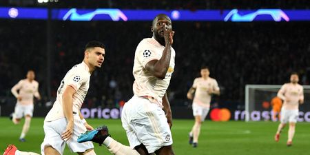 Romelu Lukaku turned towards Di Maria immediately after Manchester United’s late goal