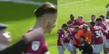 Jack Grealish punched in the head by Birmingham fan during Second City Derby
