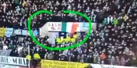 Celtic fan chases after stewards who removed his flag during win over Dundee