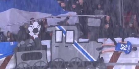Genk fans hang plastic doll of former player from noose and run it over with cardboard train