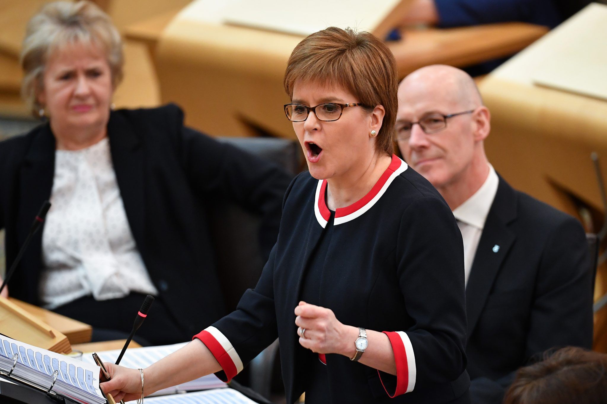 Nicola Sturgeon during first minister's questions at Holyrood today (Credit: Jeff J Mitchell)