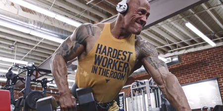 Man paints unbelievable picture of The Rock using a dumbbell