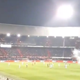 Feyenoord fans shoot fireworks into stadium after being banned… over fireworks